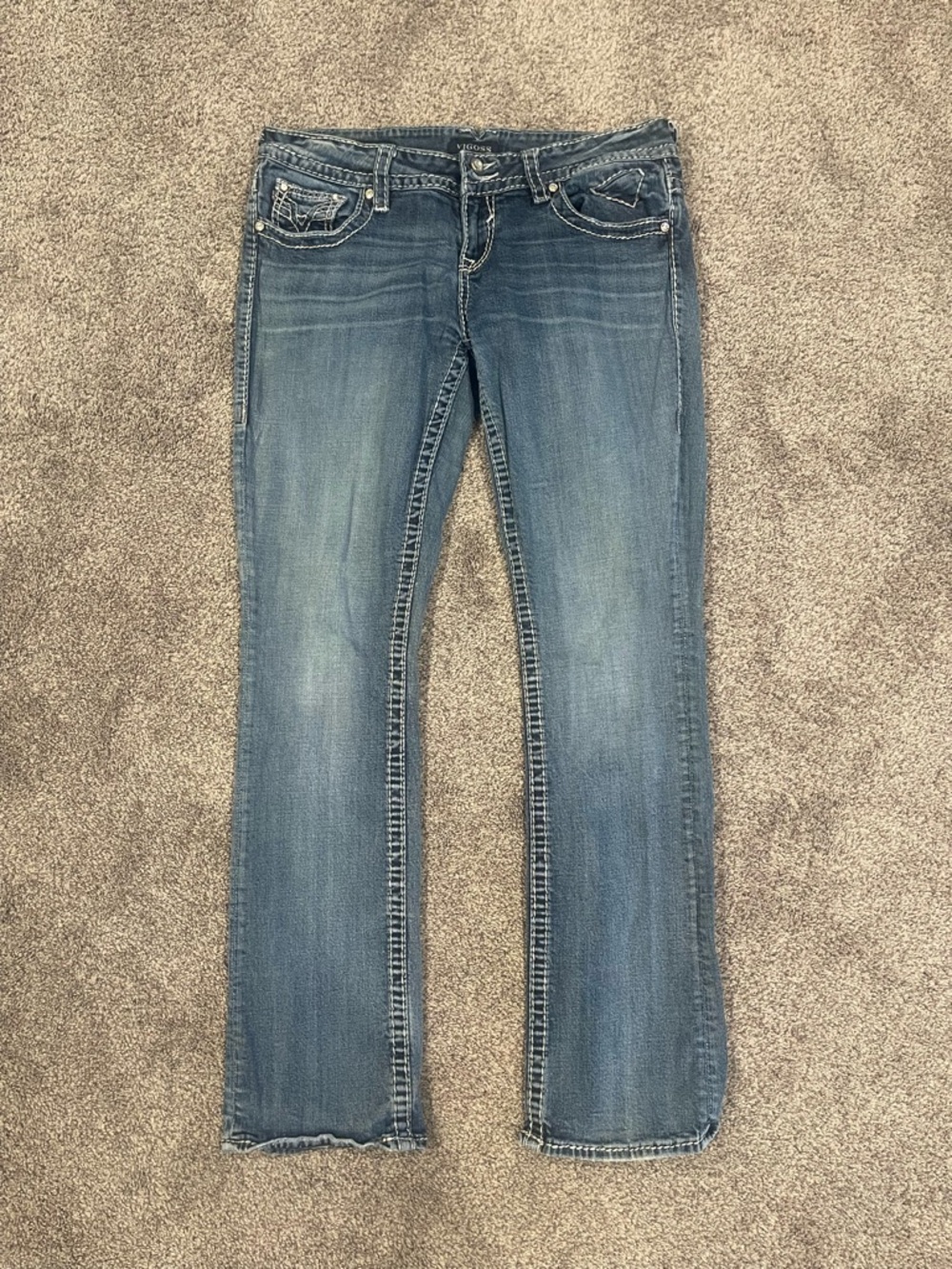 VIGOSS Bootcut Jeans Women’s Size 11/12 Long 33 Medium Wash Embellished Pocket